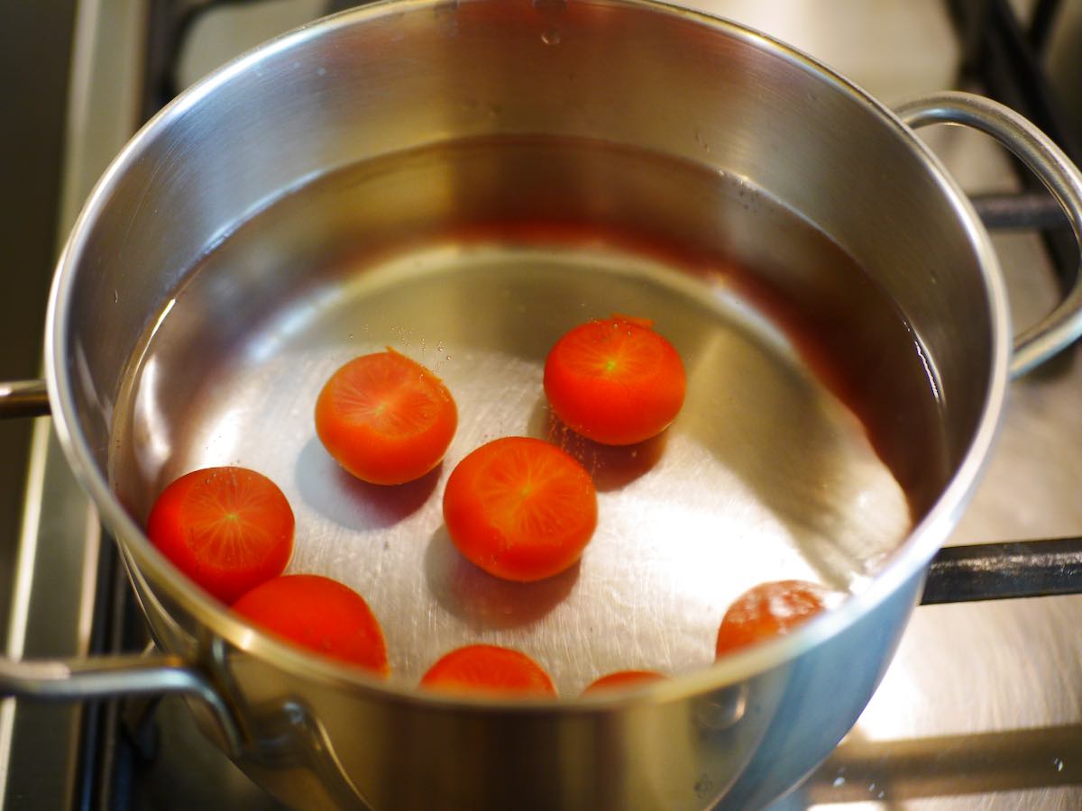 peel cherry tomatoes