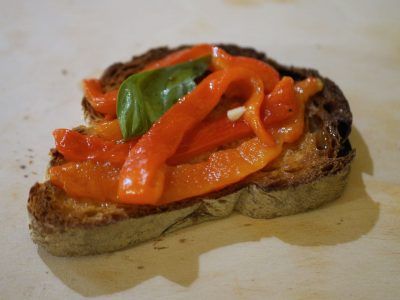 italian bruschetta with red peppers